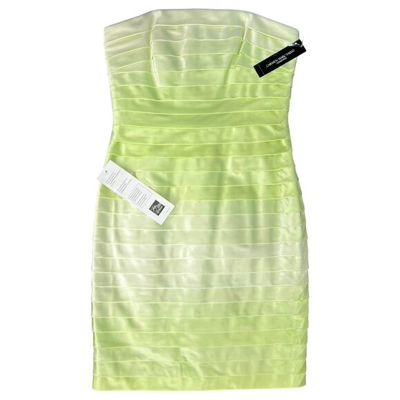 Carmen Marc Valvo Ombre Green White Y2K Sleeveless Mini Dress size 8 NEW Tags - Picture 1 of 13